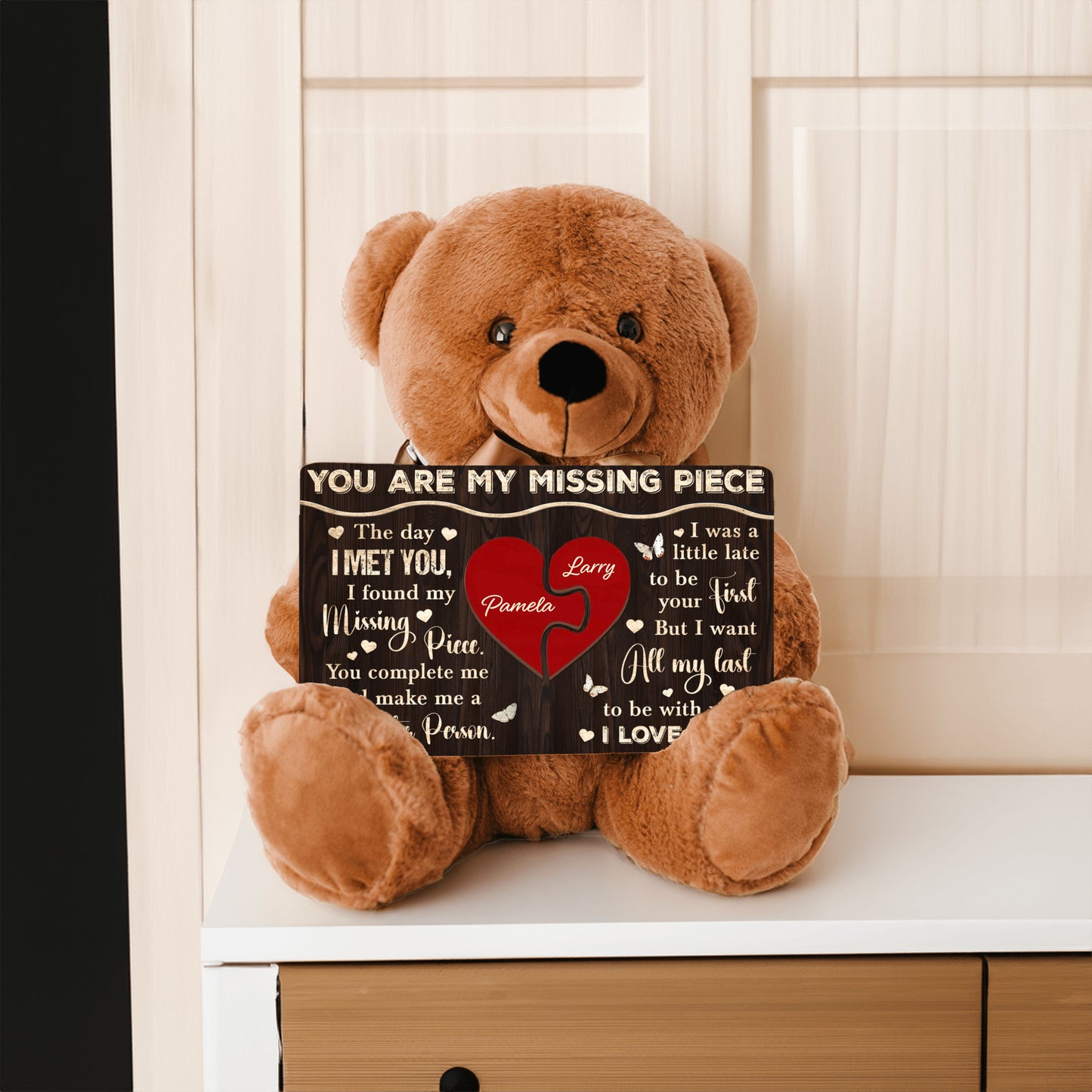 Personalized 'You Are My Missing Piece' Teddy Bear – Customizable with Your Names