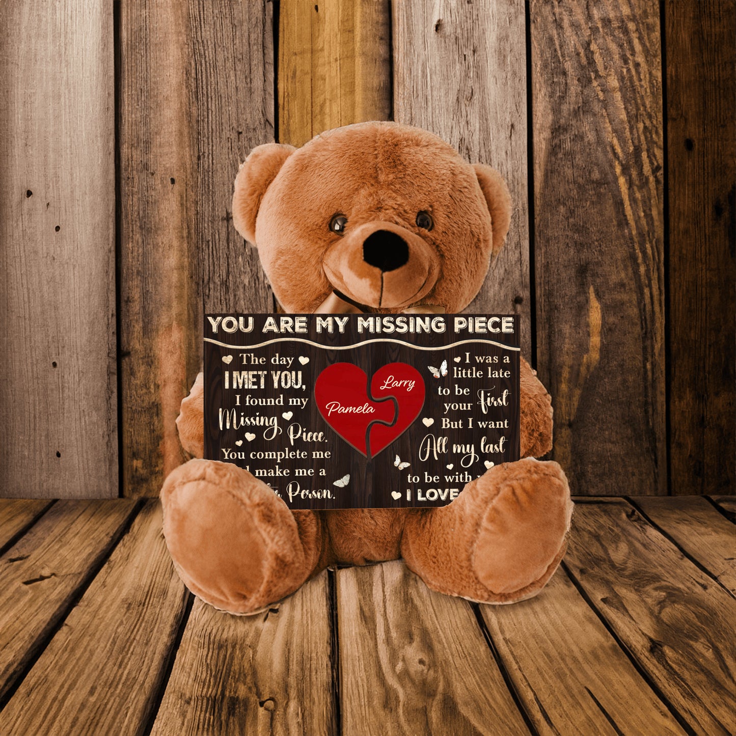 Personalized 'You Are My Missing Piece' Teddy Bear – Customizable with Your Names