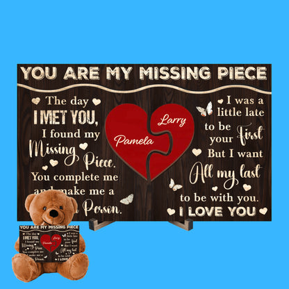 Personalized 'You Are My Missing Piece' Teddy Bear – Customizable with Your Names