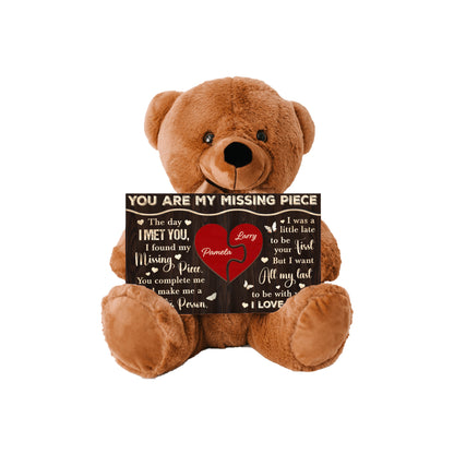 Personalized 'You Are My Missing Piece' Teddy Bear – Customizable with Your Names