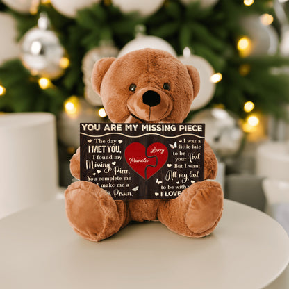 Personalized 'You Are My Missing Piece' Teddy Bear – Customizable with Your Names