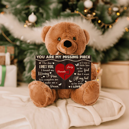 Personalized 'You Are My Missing Piece' Teddy Bear – Customizable with Your Names