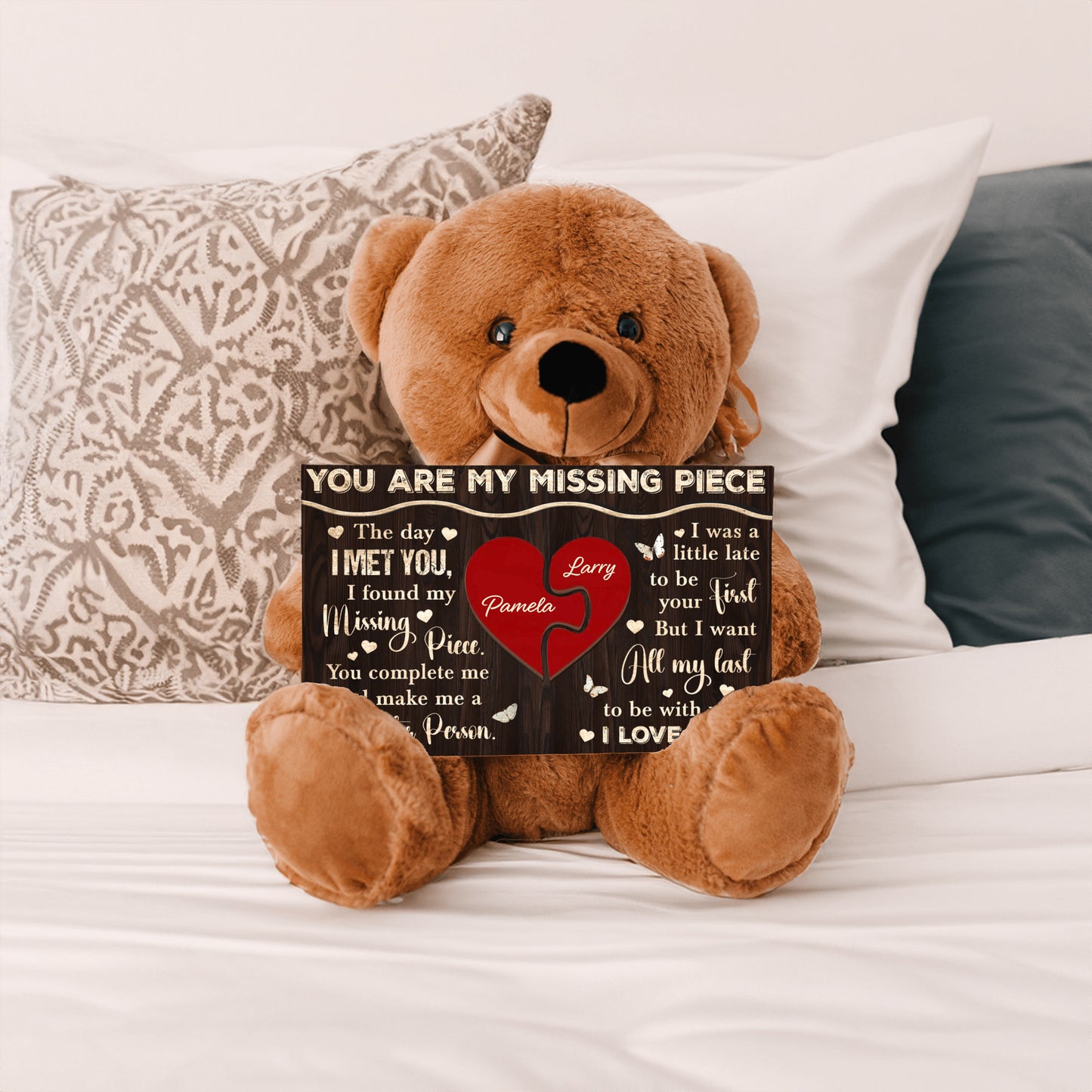 Personalized 'You Are My Missing Piece' Teddy Bear – Customizable with Your Names