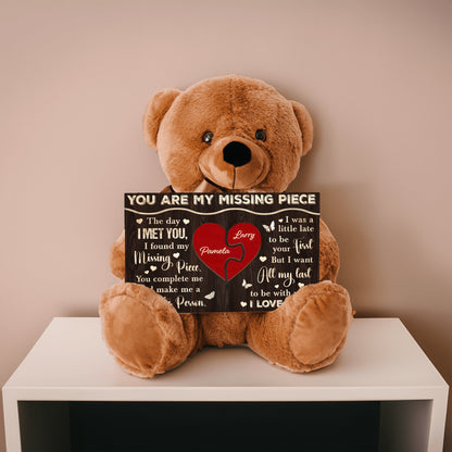 Personalized 'You Are My Missing Piece' Teddy Bear – Customizable with Your Names