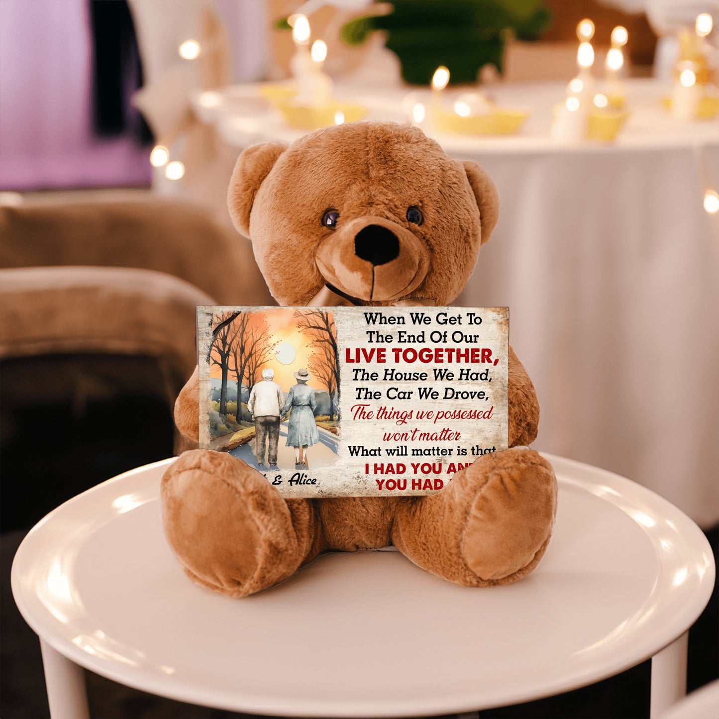 Heartfelt MDF Sign & Teddy Bear – A Timeless Reminder of Love and Togetherness