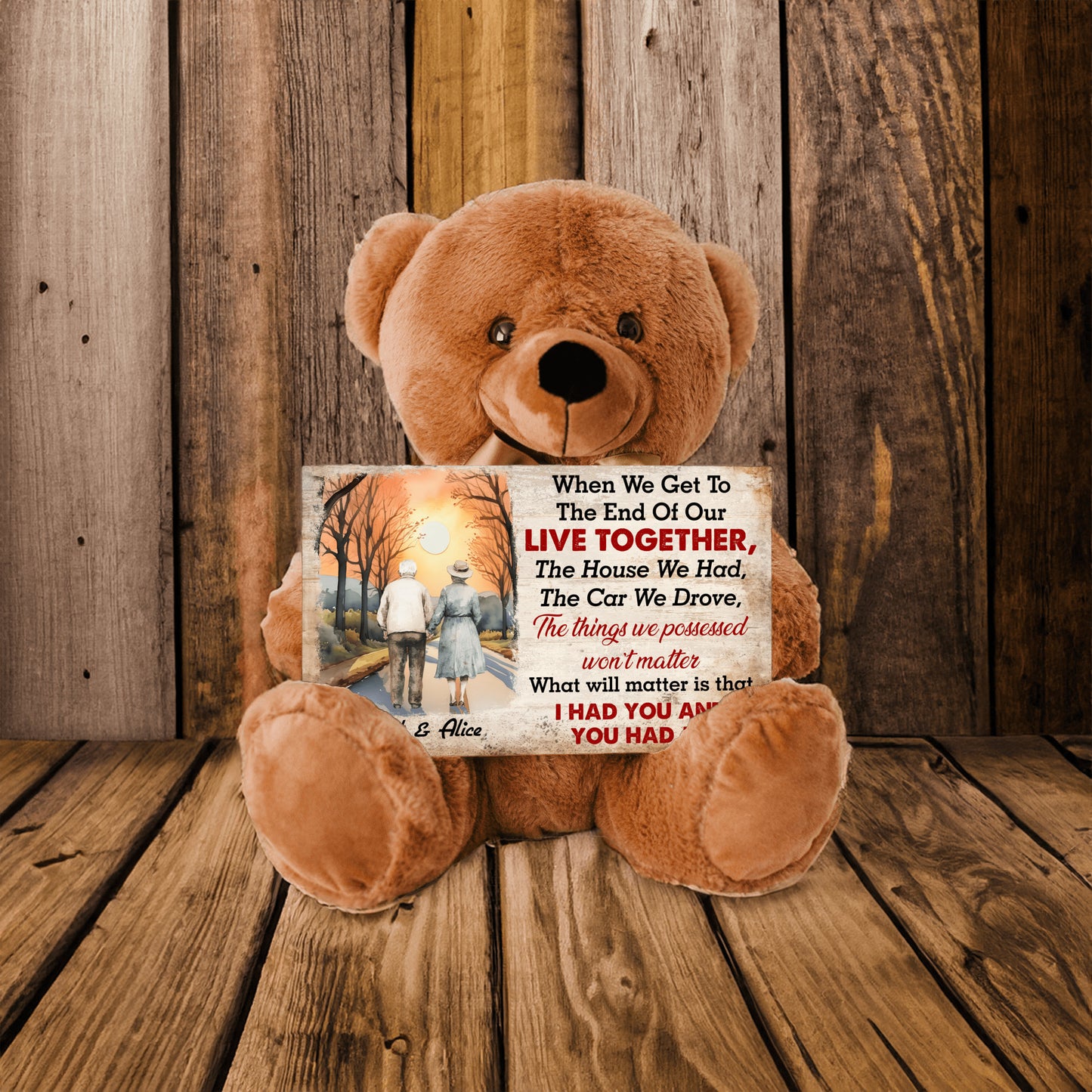 Heartfelt MDF Sign & Teddy Bear – A Timeless Reminder of Love and Togetherness