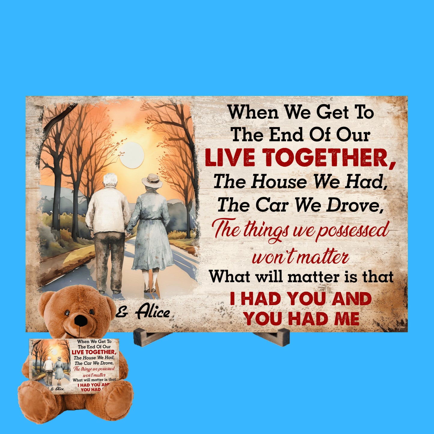 Heartfelt MDF Sign & Teddy Bear – A Timeless Reminder of Love and Togetherness