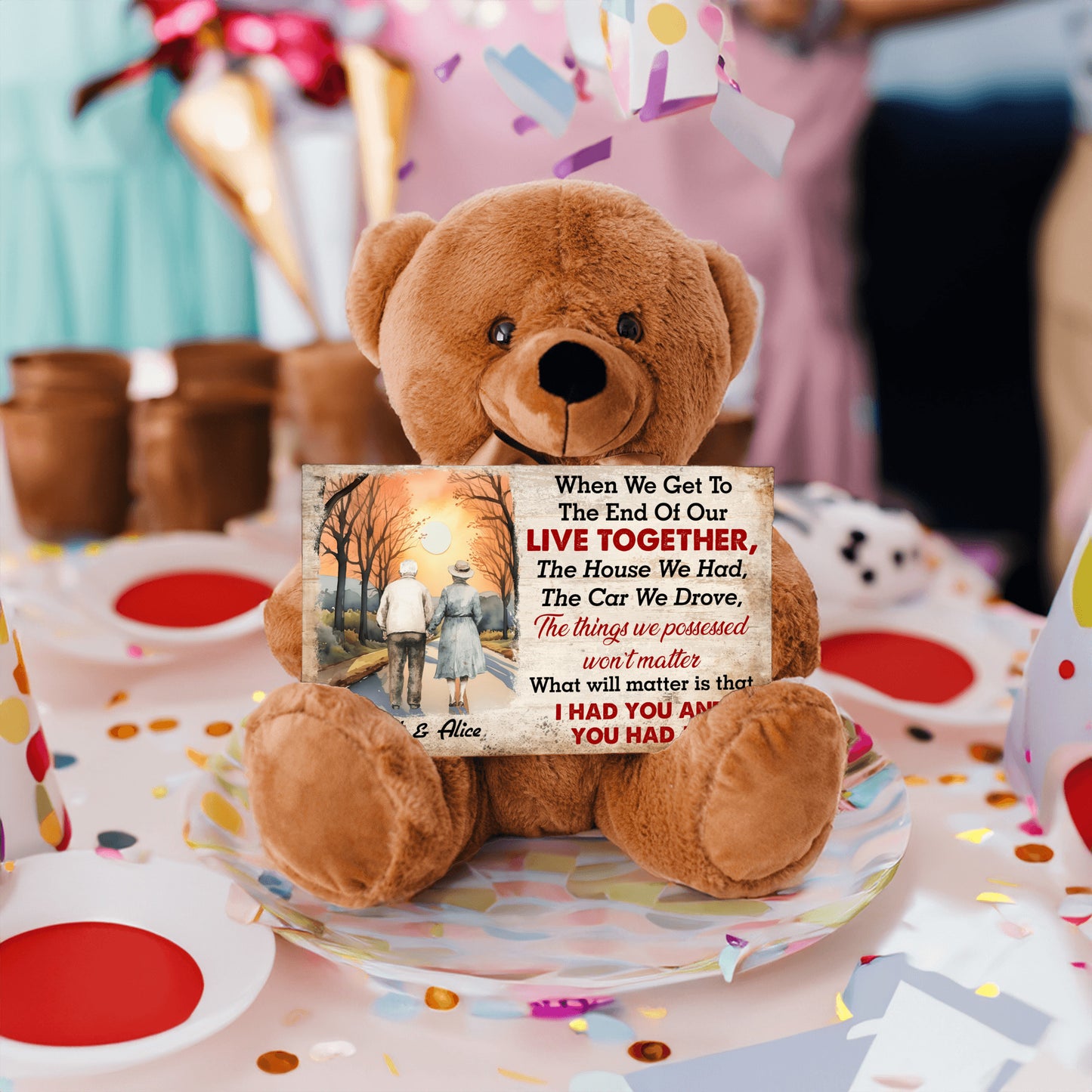 Heartfelt MDF Sign & Teddy Bear – A Timeless Reminder of Love and Togetherness