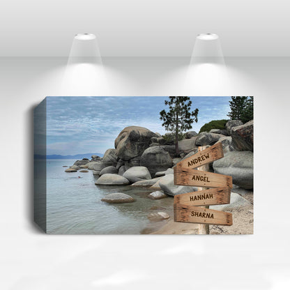 Chimney Beach Multi Names Premium Canvas