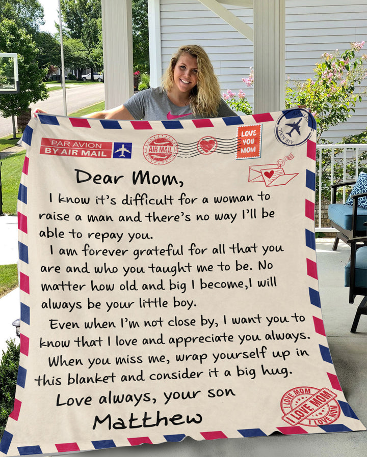 Personalized Mom Blanket From Son, Presents For Moms Birthday, Mom
