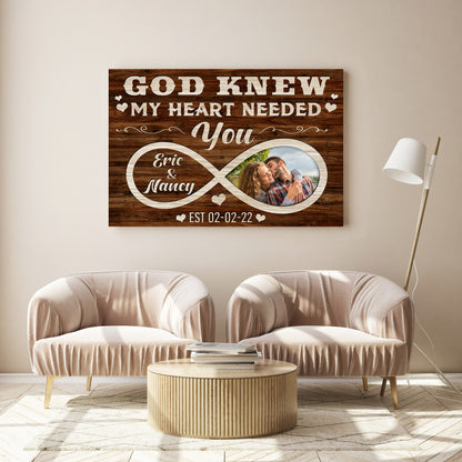 Personalized “God Knew My Heart Needed You” Premium Canvas With Photo