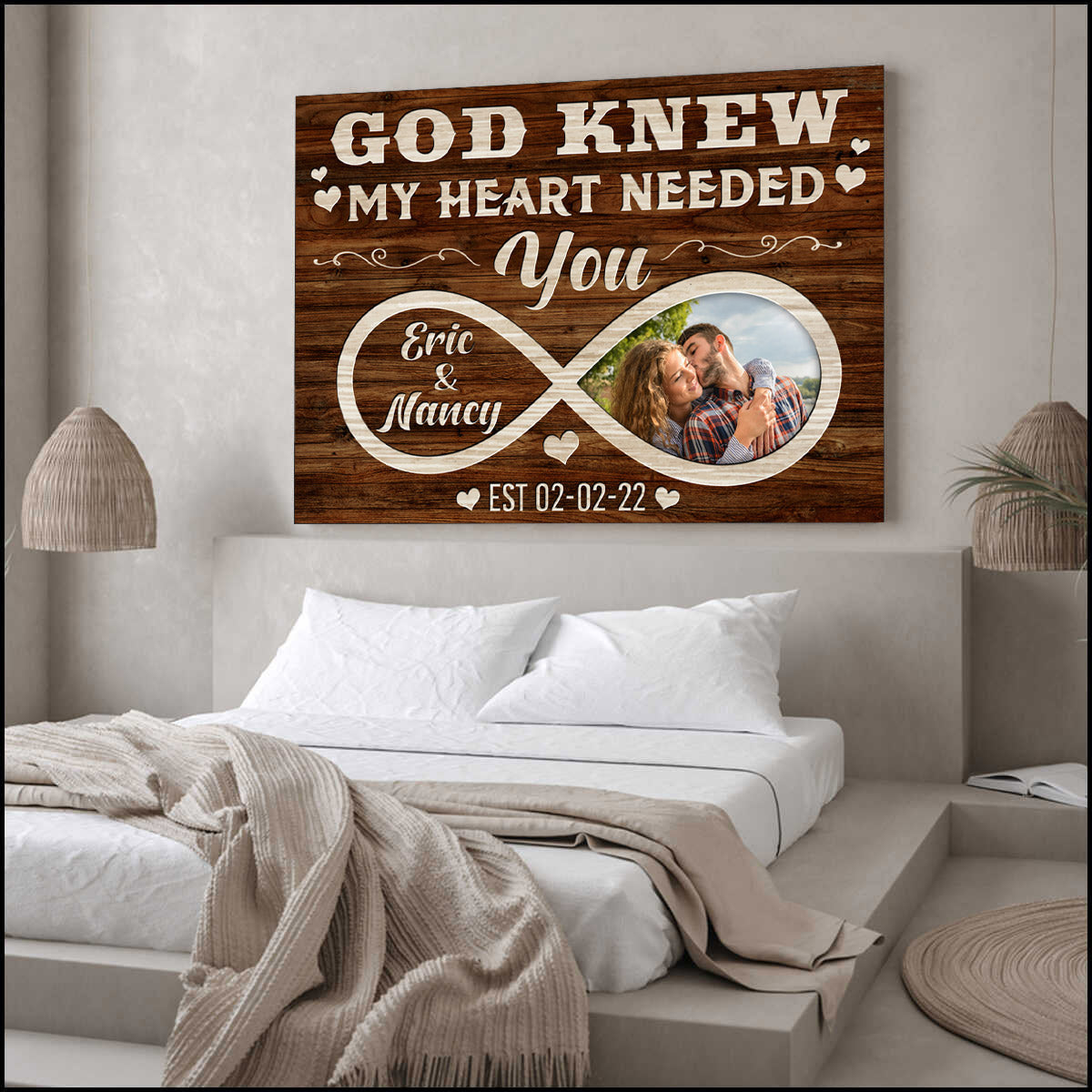 Personalized “God Knew My Heart Needed You” Premium Canvas With Photo