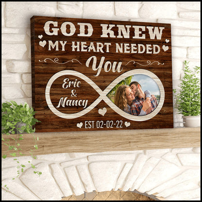 Personalized “God Knew My Heart Needed You” Premium Canvas With Photo