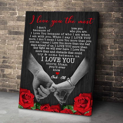 Personalized “I Love You The Most” Premium Canvas Black Background