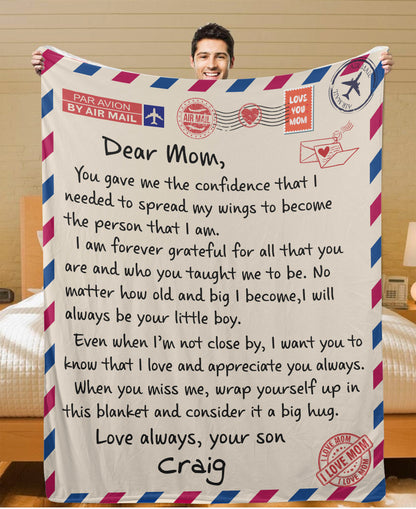 Big Letter To Mom From Son Personalized  Blanket