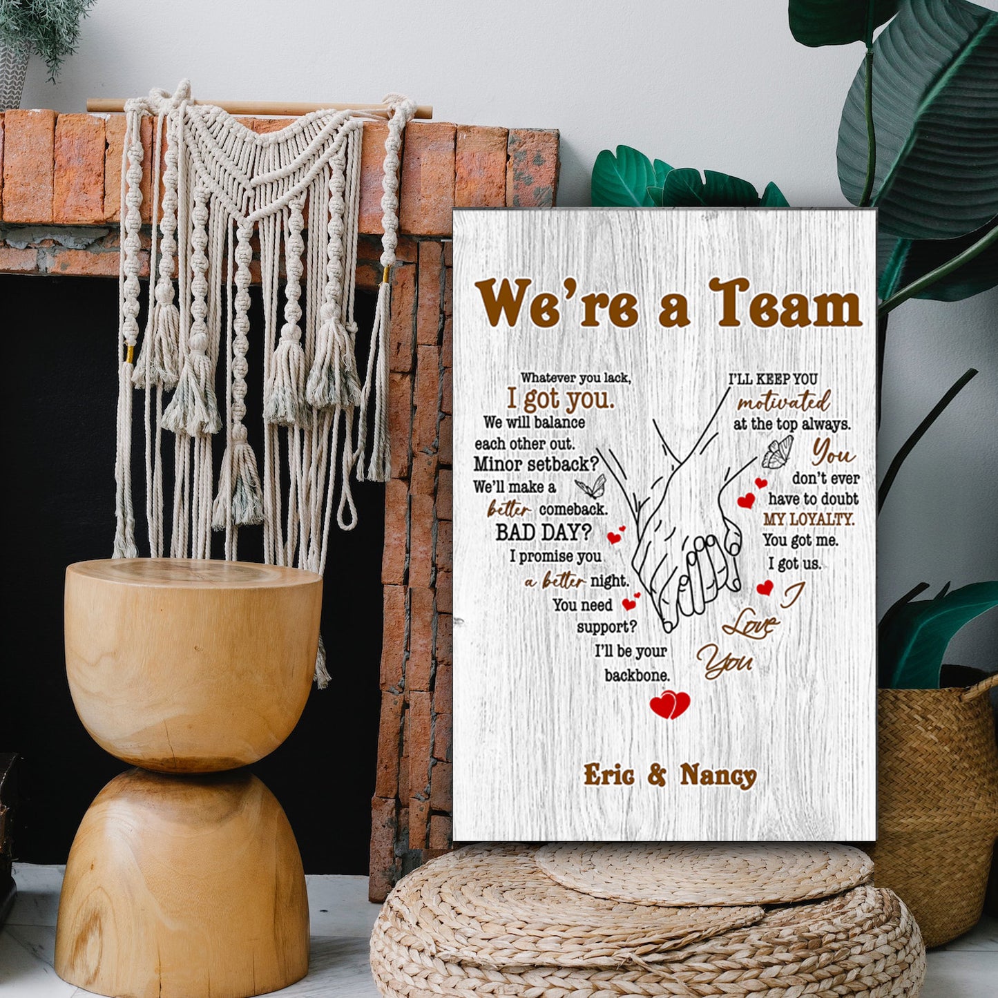Personalized “We’re a Team” Premium Canvas White Background