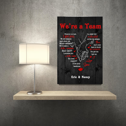 Personalized “We’re a Team” Premium Canvas Black Background