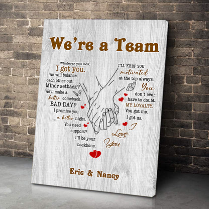 Personalized “We’re a Team” Premium Canvas White Background