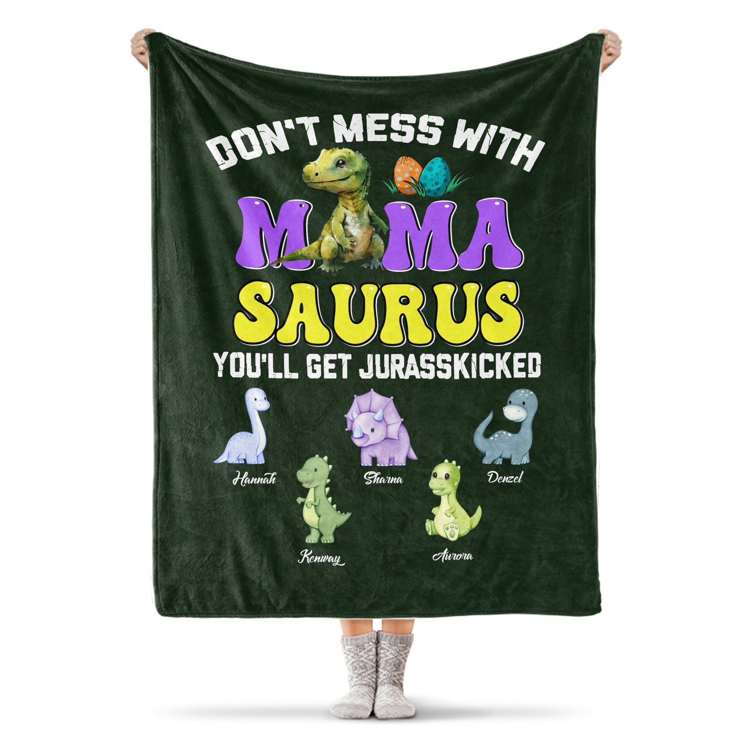 Don't Mess With Mamasaurus Personalized Blanket - Best Gift For Mom