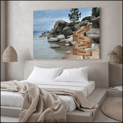 Chimney Beach Multi Names Premium Canvas