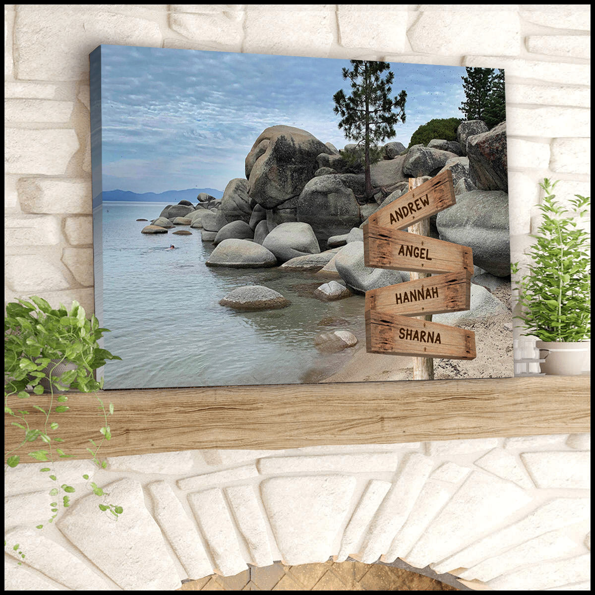 Chimney Beach Multi Names Premium Canvas