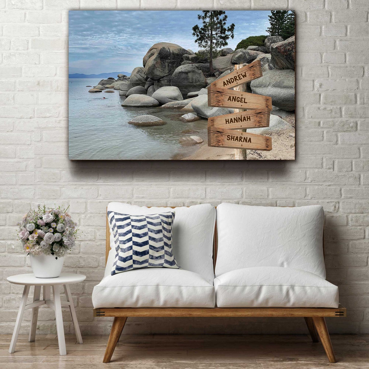 Chimney Beach Multi Names Premium Canvas